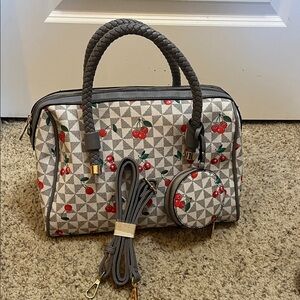 EUC Elegant Cherry Patterned Satchel